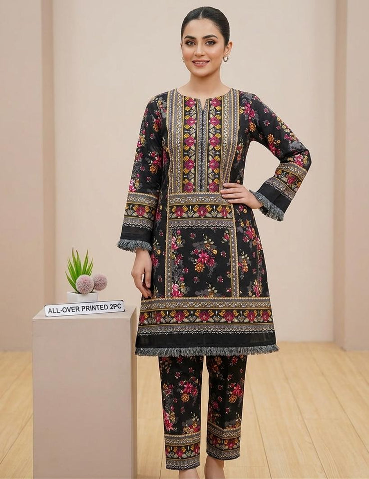 Premium Printed Allover 2pcs Unstitched Lawn Suit ( code 6 )