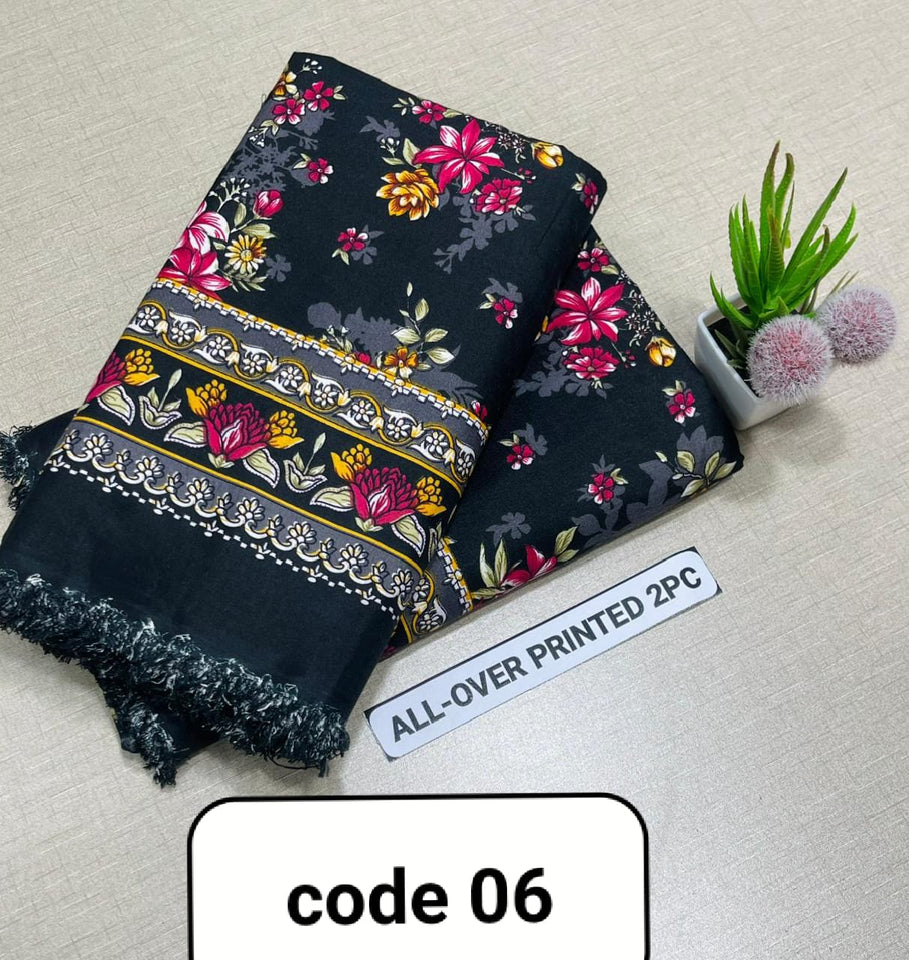 Premium Printed Allover 2pcs Unstitched Lawn Suit ( code 6 )