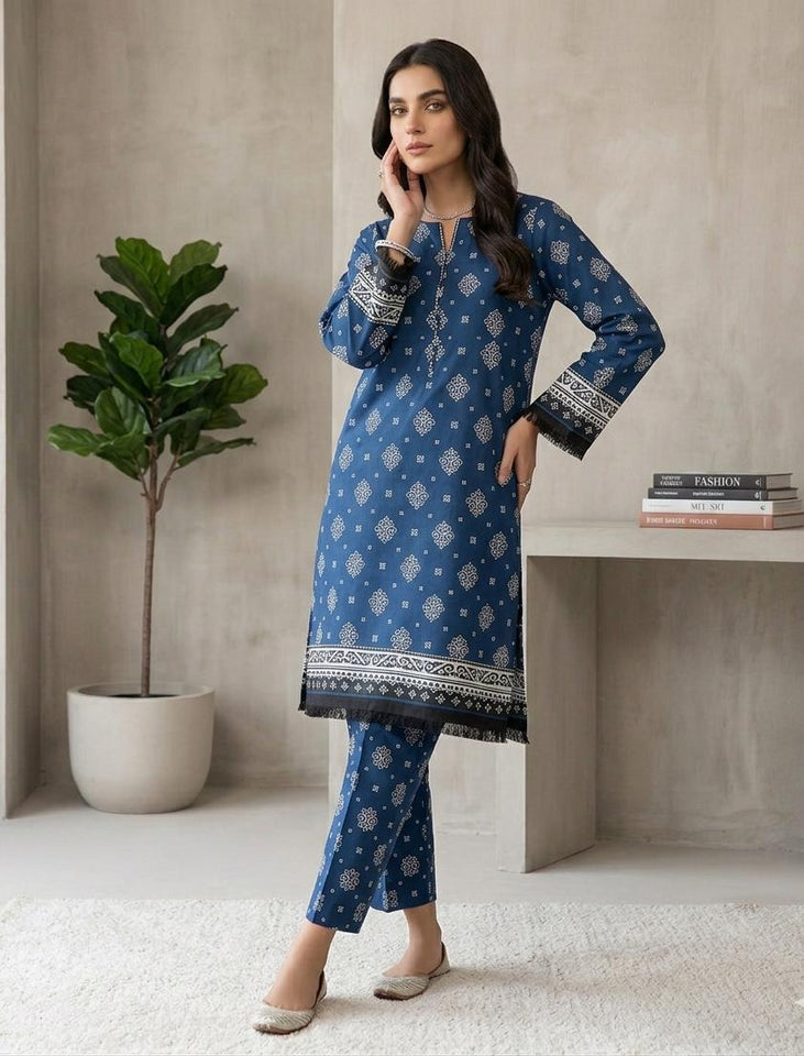 Premium Printed Allover 2pcs Unstitched Lawn Suit ( code 7 )