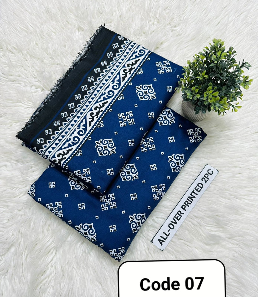Premium Printed Allover 2pcs Unstitched Lawn Suit ( code 7 )