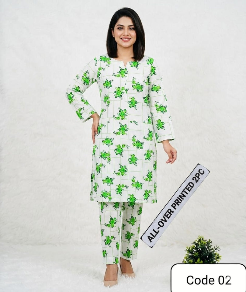 Unstitched 14 August Special 2 piece lawn suit Allover    ( code 02 )