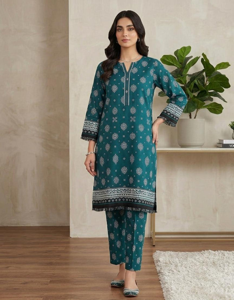 Premium Printed Allover 2pcs Unstitched Lawn Suit ( code 8 )
