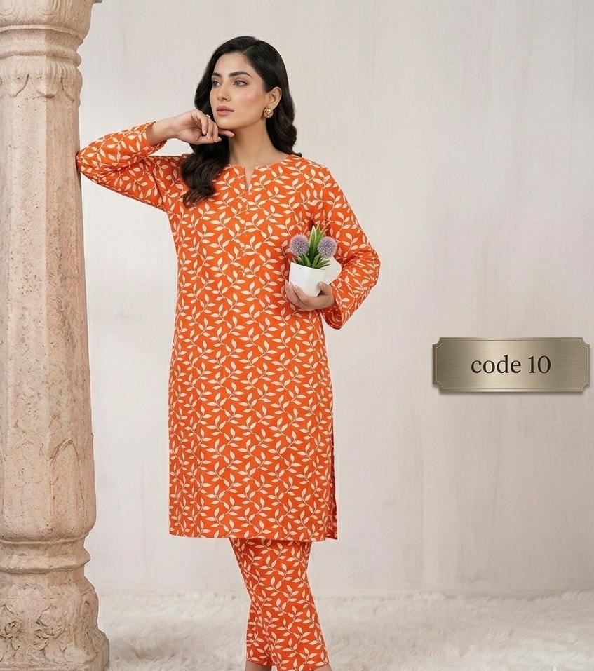 Premium Printed Allover 2pcs Unstitched Lawn Suit ( code 10 )
