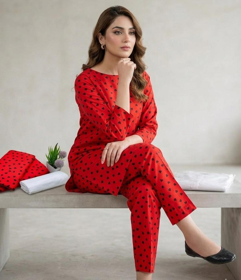 Premium Printed Allover 2pcs Unstitched Lawn Suit ( code 12 )