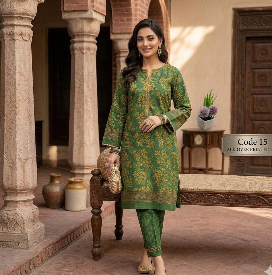 Premium Printed Allover 2pcs Unstitched Lawn Suit ( code 15 )