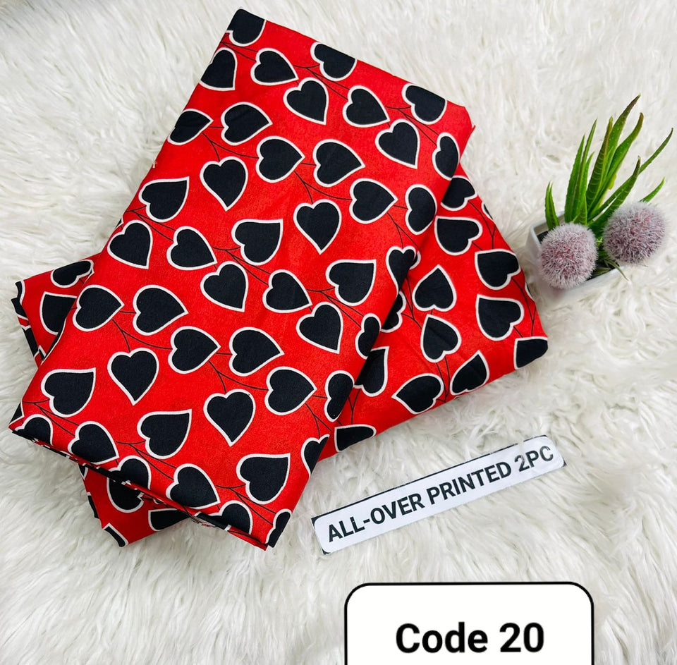 Premium Printed Allover 2pcs Unstitched Lawn Suit ( code 20)