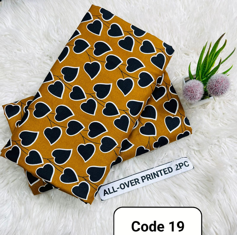Premium Printed Allover 2pcs Unstitched Lawn Suit ( code 19 )