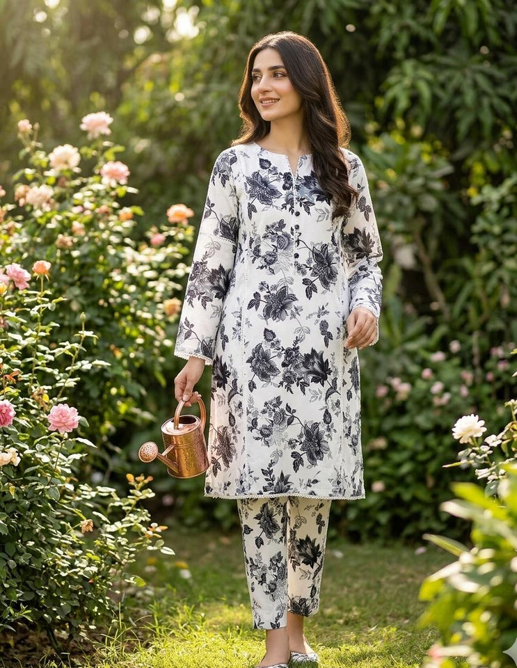 Premium Printed Allover 2pcs Unstitched Lawn Suit ( code 23 )