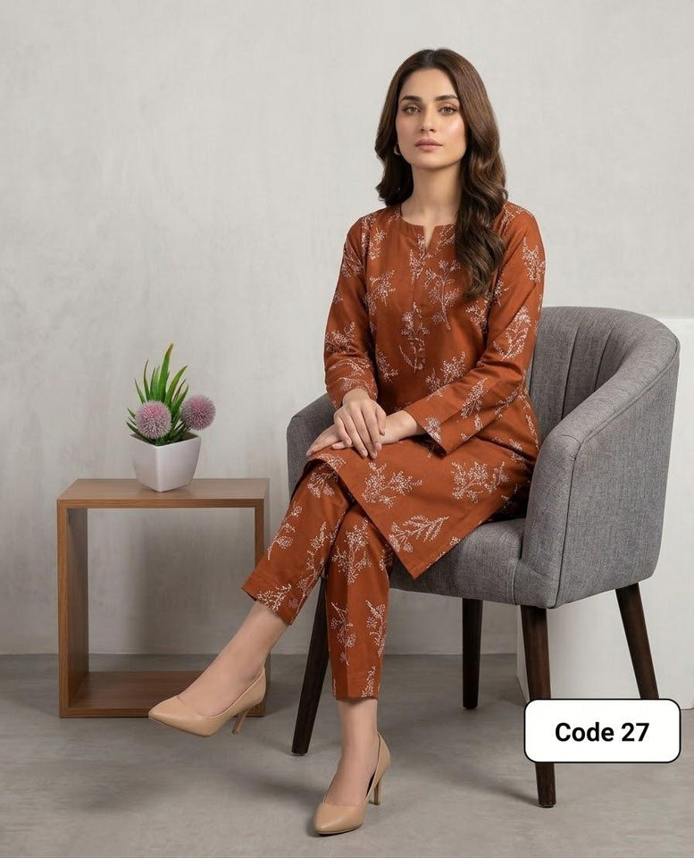 Premium Printed Allover 2pcs Unstitched Lawn Suit ( code 27 )