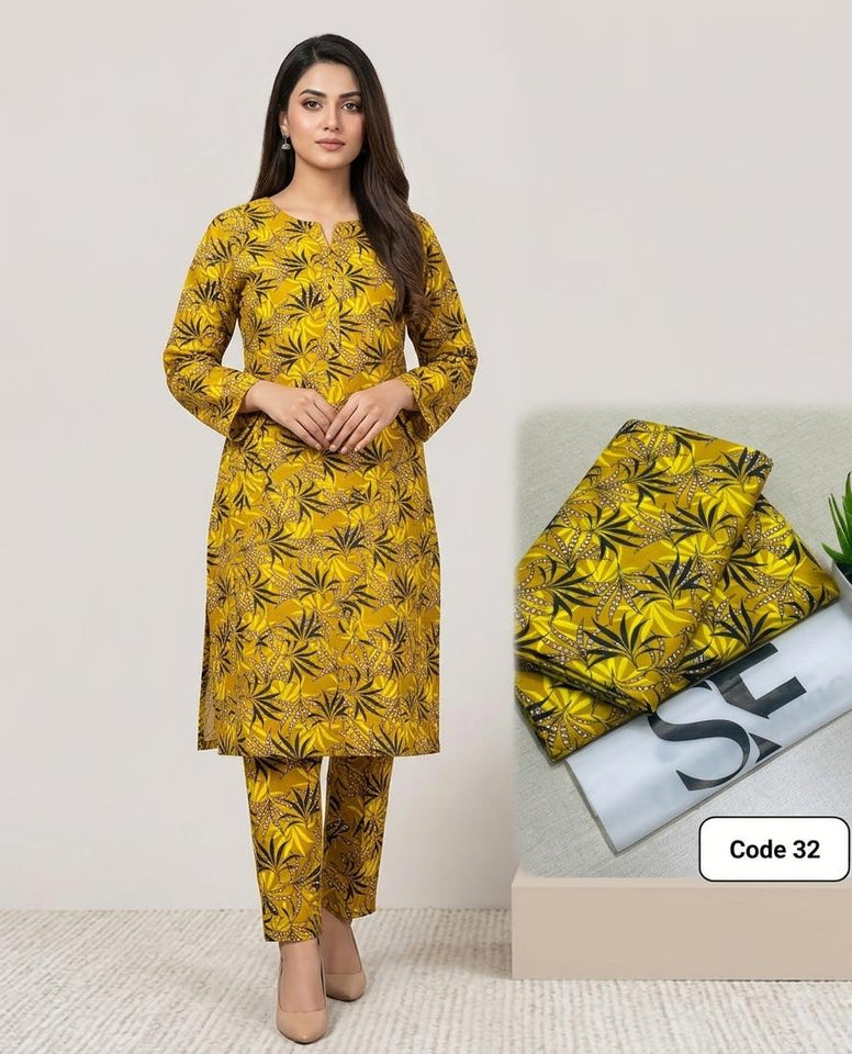 Premium Printed Allover 2pcs Unstitched Lawn Suit ( code 32 )