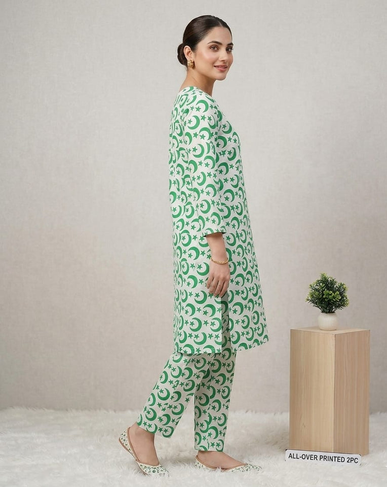 Unstitched 14 August Special 2 piece lawn suit Allover( code 03 )